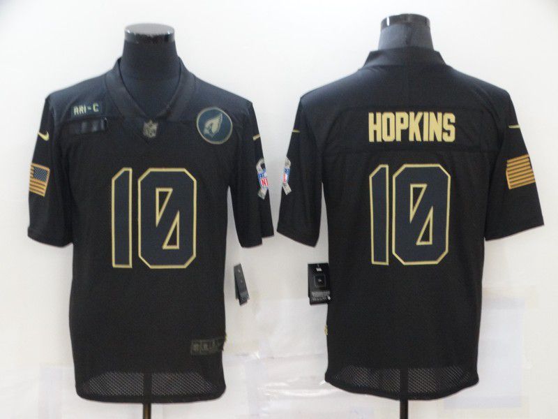 Men Arizona Cardinals 10 Hopkins Black gold lettering 2020 Nike NFL Jersey